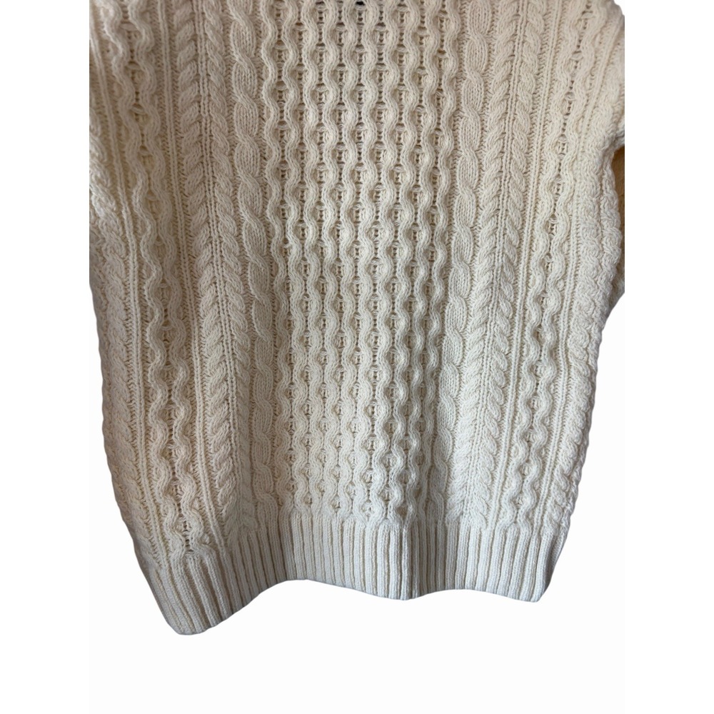 Brandy Melville Eva Heavy Wool Cable Knit Cardigan Ivory Women's Size O/S - Picture 6 of 13
